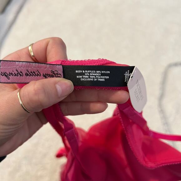 NWT Victoria Secret Sexy Little Things Fairy Red Mesh Ruffle Hem Babydoll 34B - Picture 5 of 6